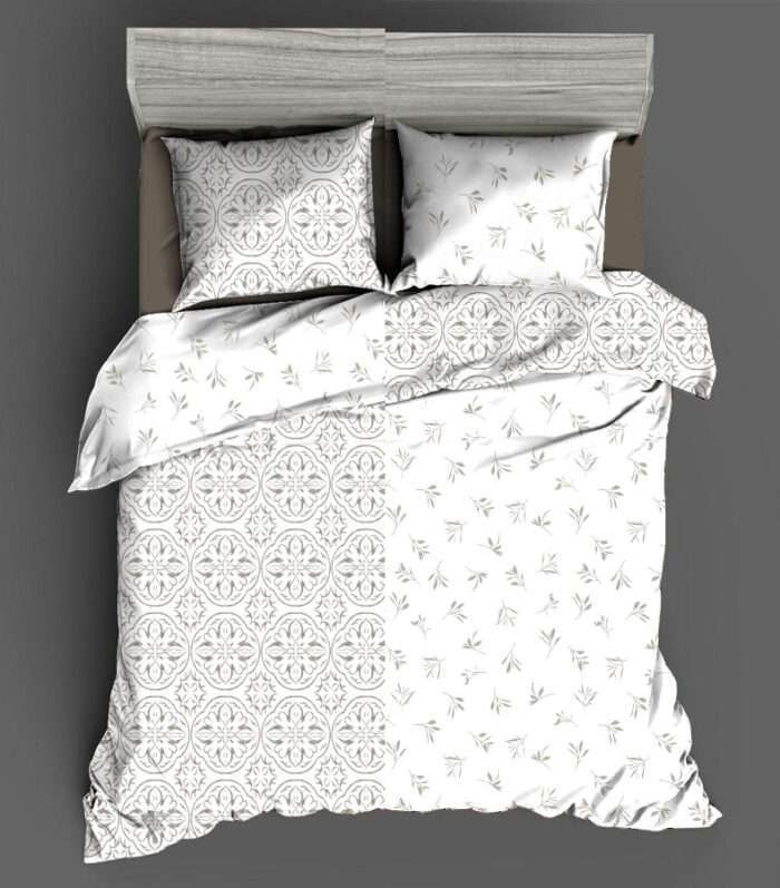 Double/Single Bed-Grey and White floral-printed-Comforter