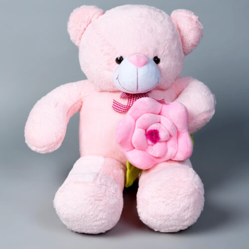 kwality-dreams-teddy-bear-pink-with-flower