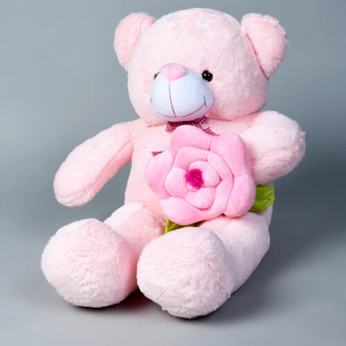 kwality-dreams-teddy-bear-pink-with-flower