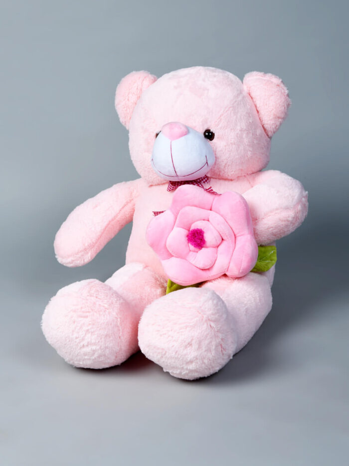 kwality-dreams-teddy-bear-pink-with-flower