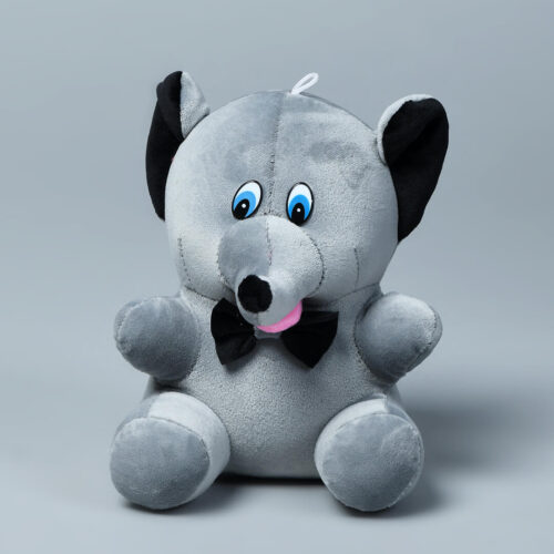 Kwality Dreams Grey Elephant Stuffed Toy with Stylish Black Bow