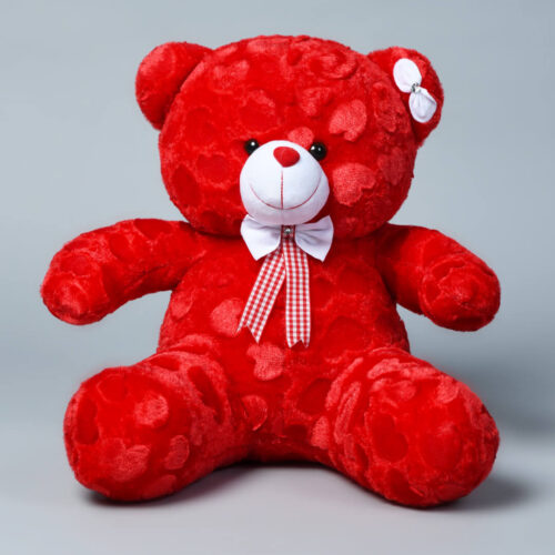 Kwality Dreams Heart-fur Teddy Bear in Vibrant Red Colour